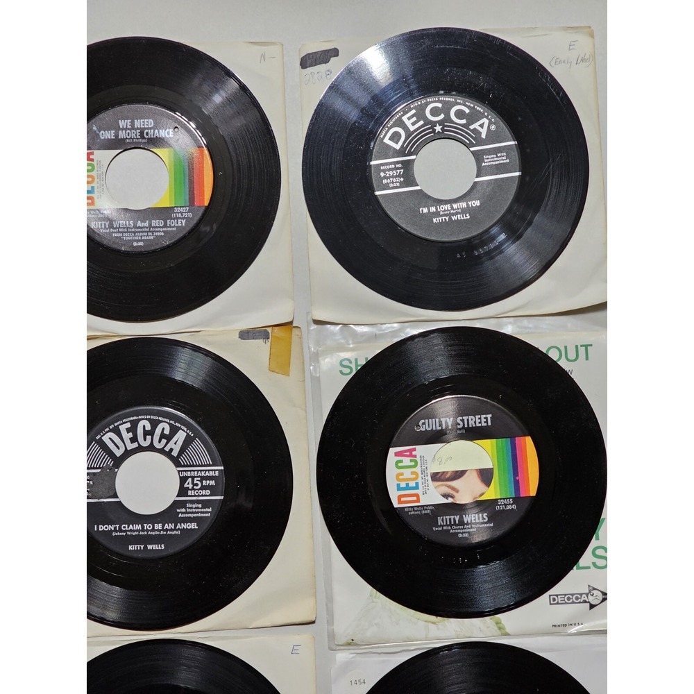 Kitty Wells 45 Rpm Vinyl‎ Record Lot, Qty 10, Decca Records, Great Country Duets - Picture 8 of 10
